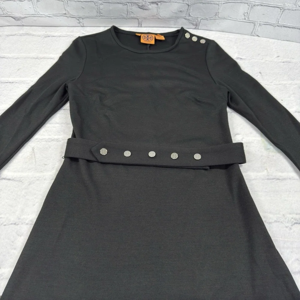 Tory Burch Black Wool Blend Sheath Dress Womens Size 4 Belted Career Office
